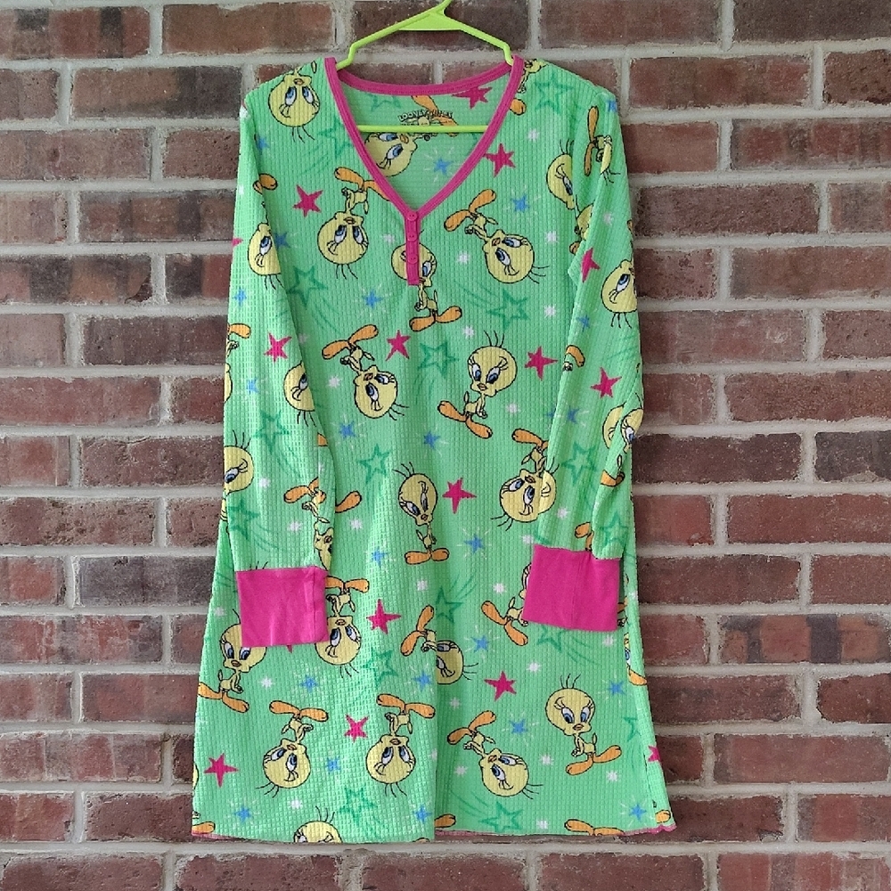 Green and Pink Tweety Adult  Pajamas